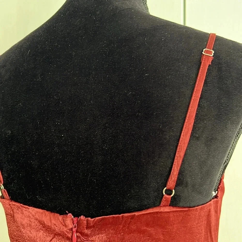 Lulu's Constantine Burgundy Satin Maxi Dress Sexy Formal Long Size S NWT - Picture 10 of 16